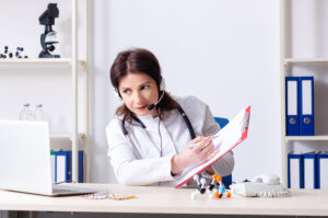 Female doctor with chart