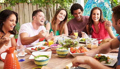 People enjoying dinner